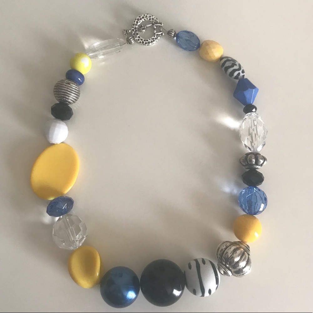 Gold, blue, and black necklace